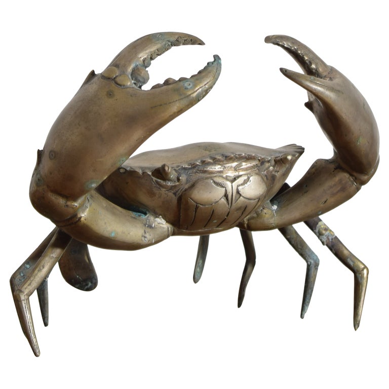 Large Silvered Brass Crab