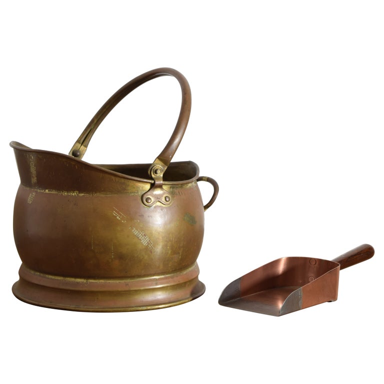 Brass Handled Pouring Bucket and Copper Shovel