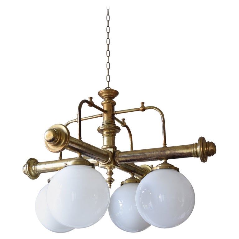 Brass and Glass 4-Light Parlor Chandelier