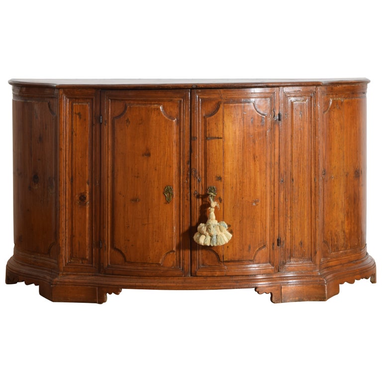 Fir Wood Serpentine Shaped 2-Door Credenza