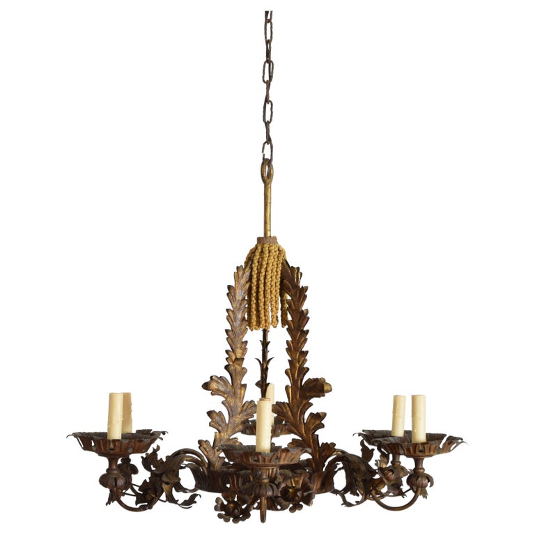 Gilt Metal 6-Light Chandelier