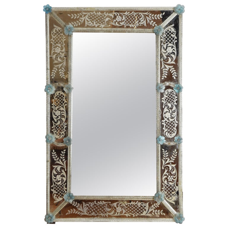 Etched and Colored Glass Mirror