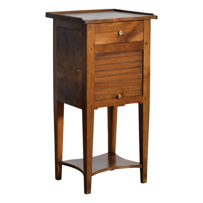 Walnut 1-Drawer Tambour-Front Nightstand