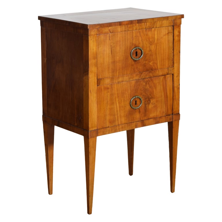 Light Walnut 2-Drawer Bedside Commode