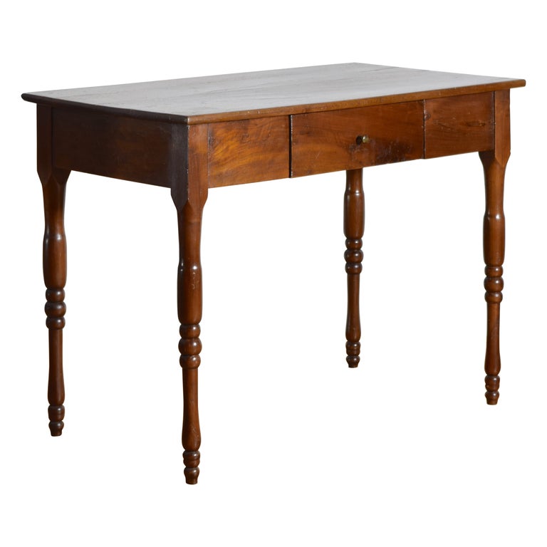 Turned Walnut 1-Drawer Table