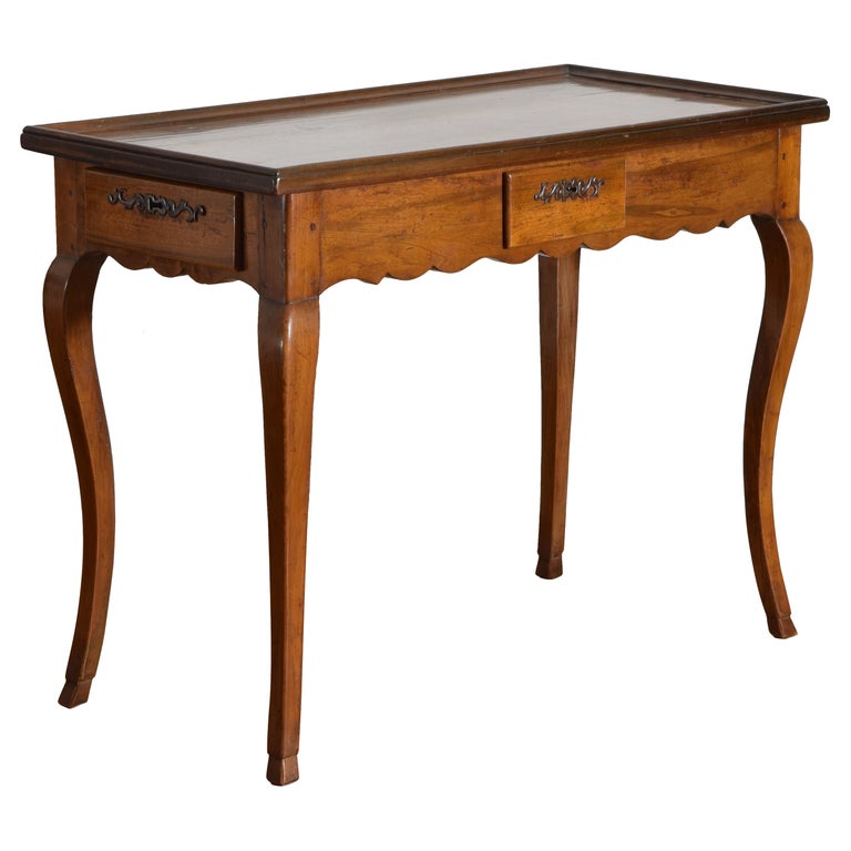 Shaped Walnut 3-Drawer Table