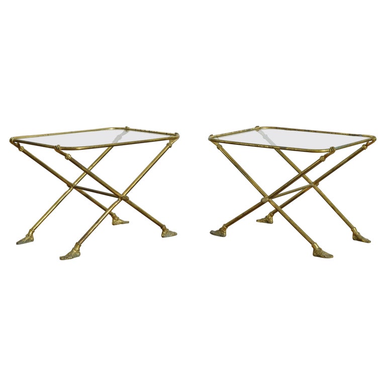 Pair of Brass and Glass Low Tables