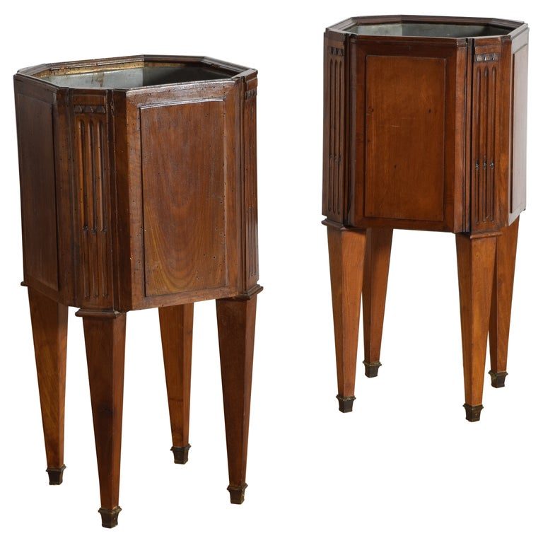 Pair of Walnut Octagonal Planters