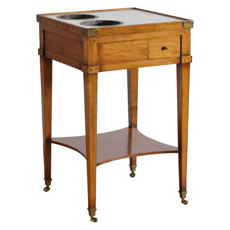 Walnut, Brass, Marble, and Zinc Rafraichissoir