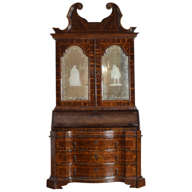 Carobwood Veneered 2-Piece Secretary Cabinet