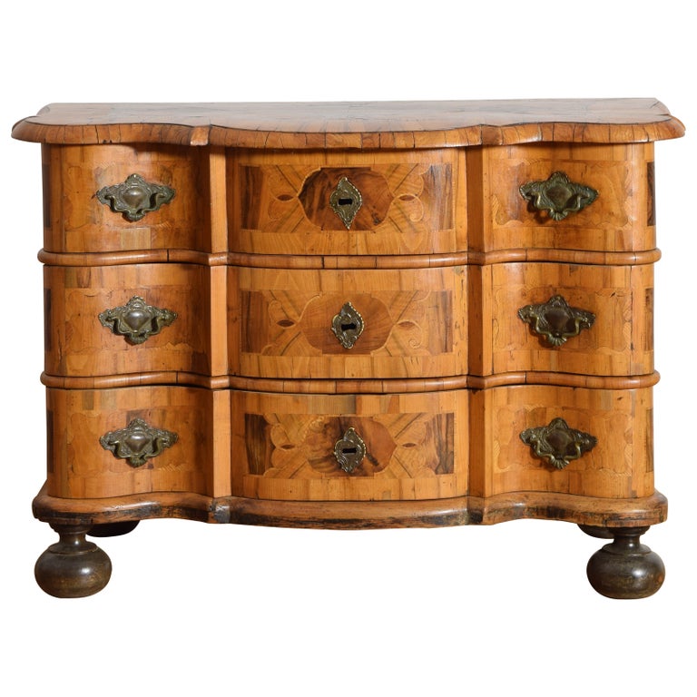 Walnut and Inlaid 3-Drawer Commode