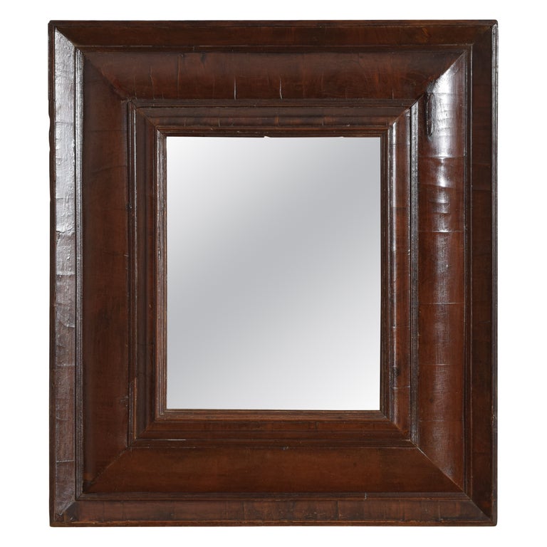Walnut Veneered  Cushion-Form Mirror