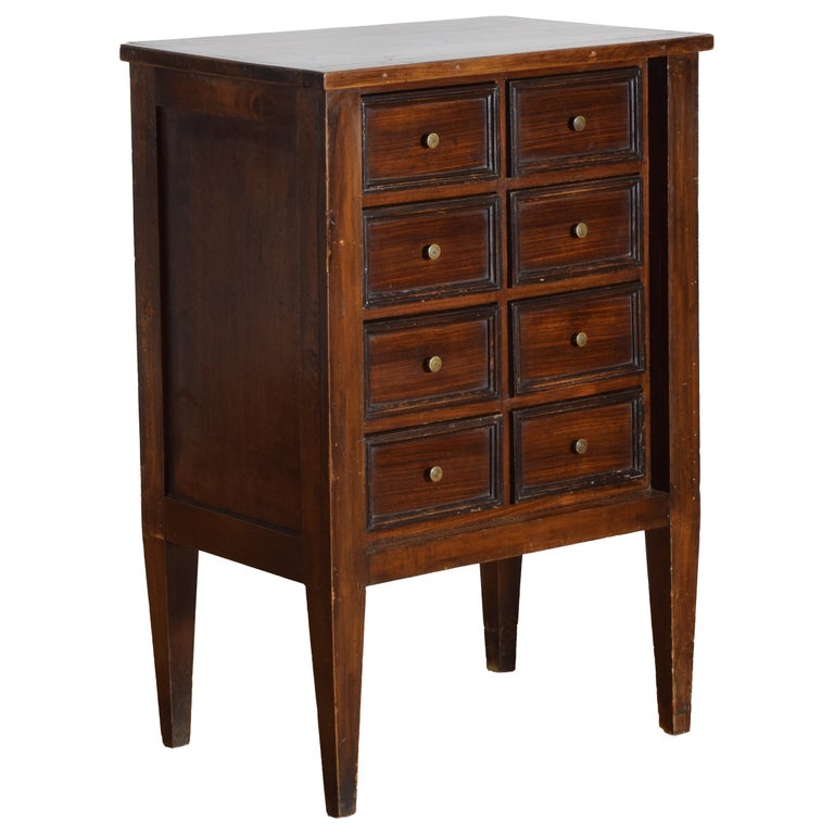 Walnut and Ebonized 8-Drawer Commode