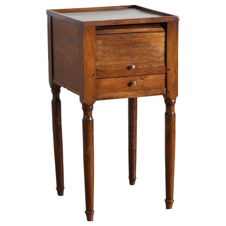 Walnut 1-Drawer Tambour-Front Nightstand