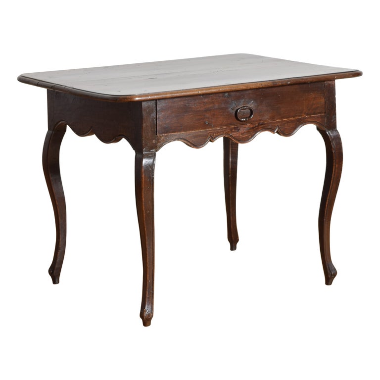 Shaped Walnut 1-Drawer Table