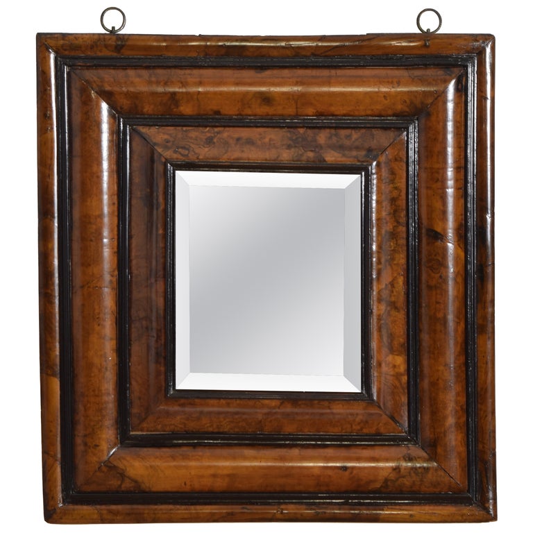 Burl Walnut Veneered Cushion-Form Mirror