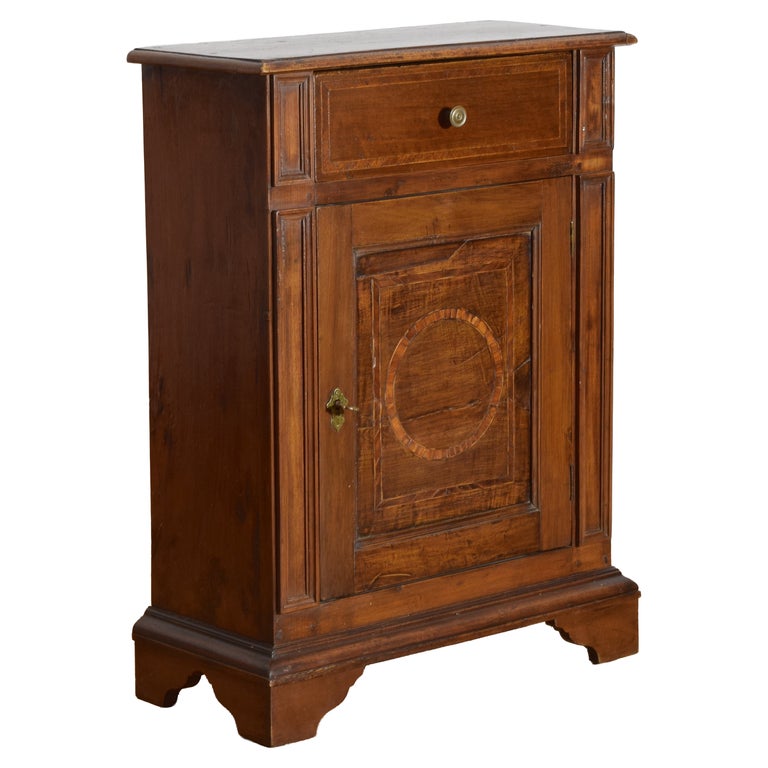 Walnut and Inlaid 1-Drawer, 1-Door Credenza