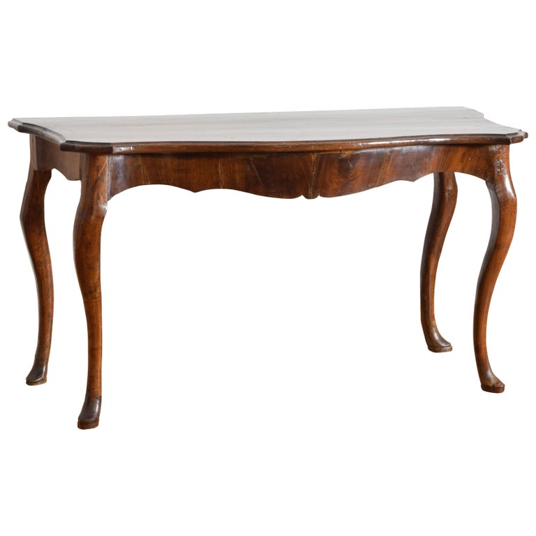 Shaped Walnut Console Table