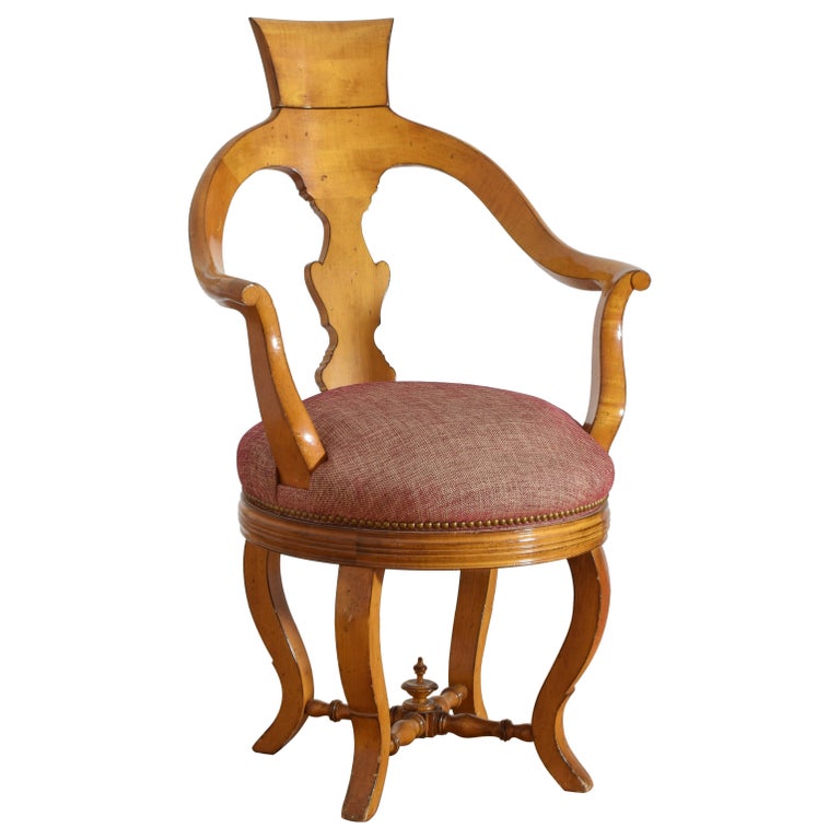 Maple and Upholstered Swivel Barber’s Armchair