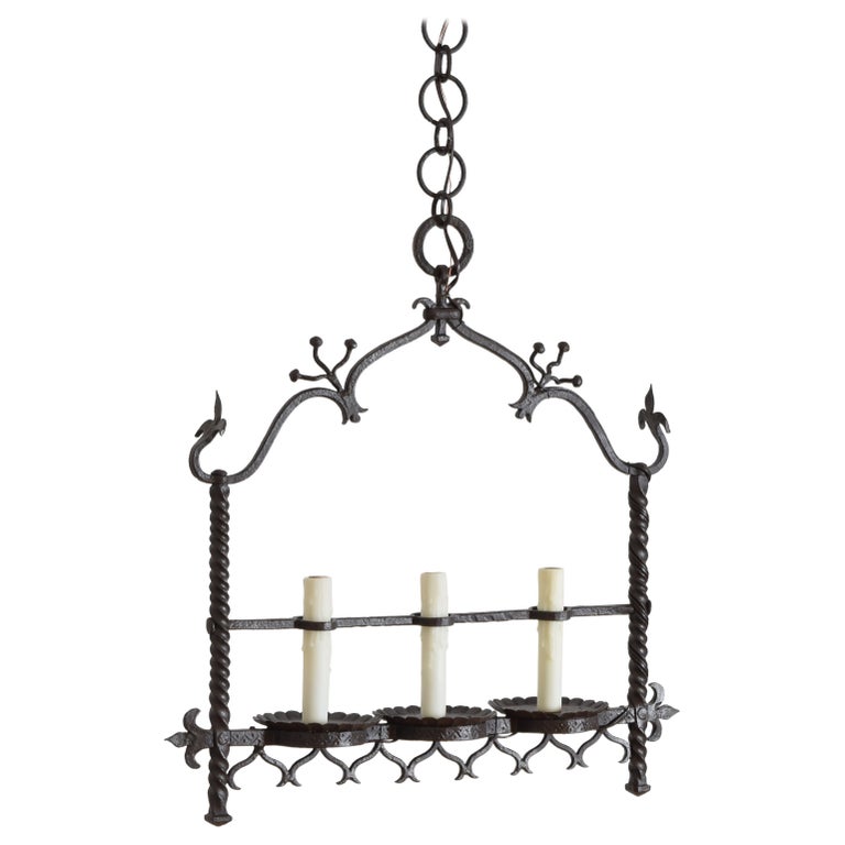 Wrought Iron 3-Light Horizontal Chandelier