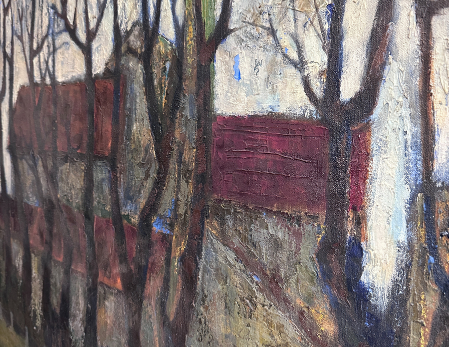 Oil and Acrylic on Canvas, Mid Century Landscape