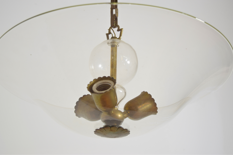 Glass and Brass 3-Light Chandelier