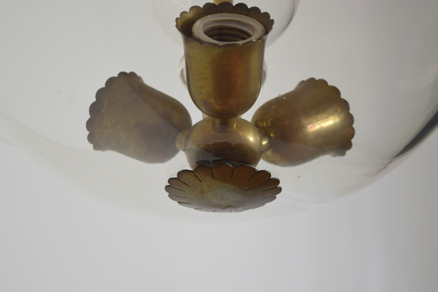Glass and Brass 3-Light Chandelier