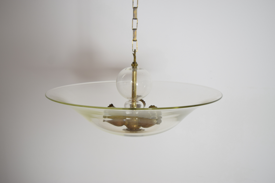 Glass and Brass 3-Light Chandelier