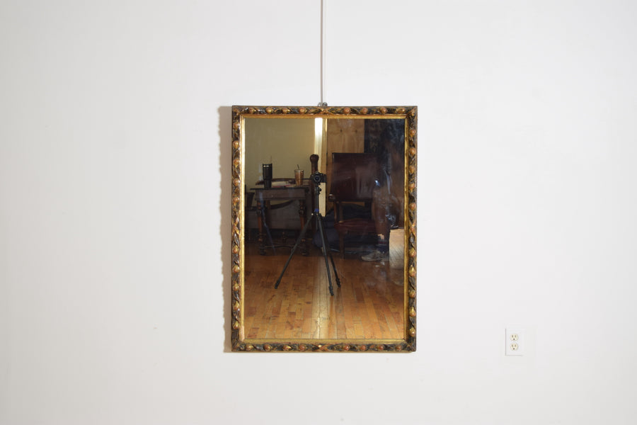 Carved Giltwood and Ebonized Mirror