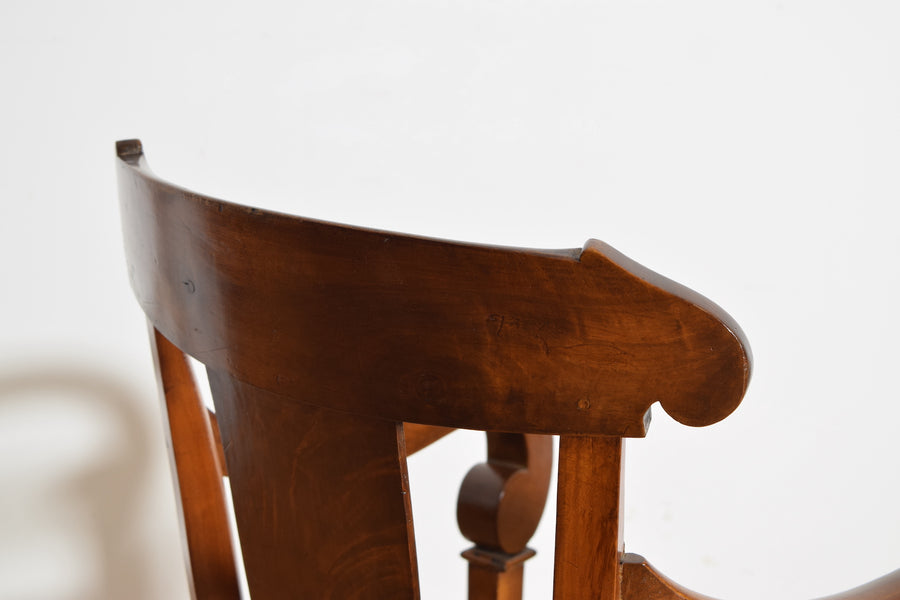 Pair of Walnut Armchairs with Rush Seats