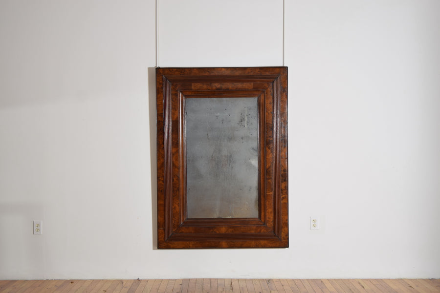 Large Molded Burl Walnut Veneer Mirror