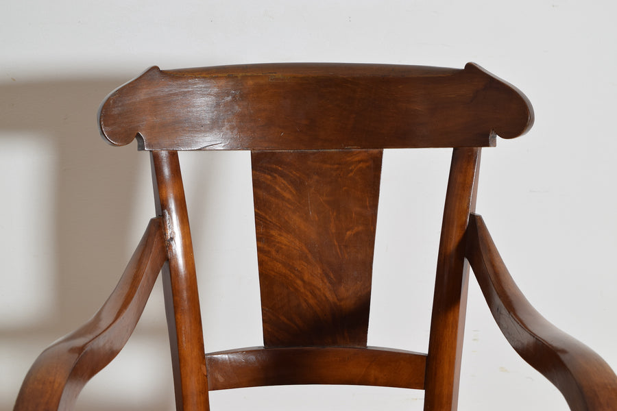 Pair of Walnut Armchairs with Rush Seats