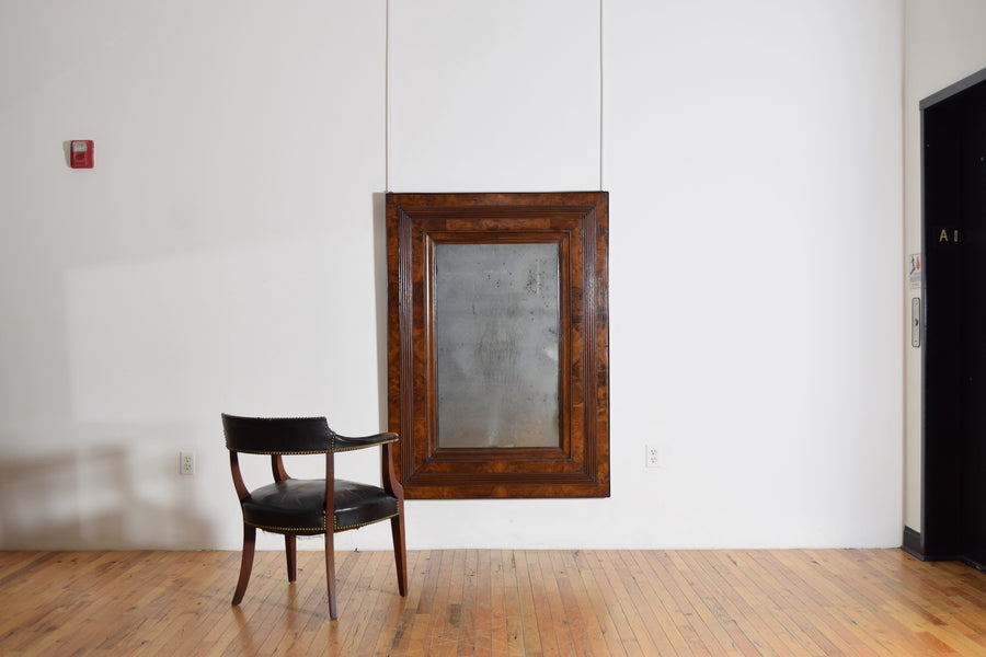 Large Molded Burl Walnut Veneer Mirror