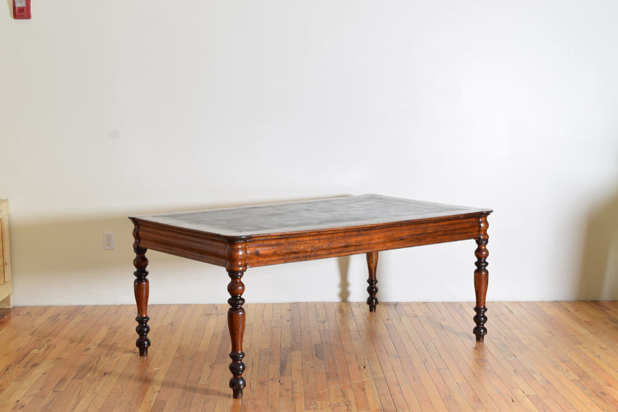 Light Mahogany and Leather Top Library Table