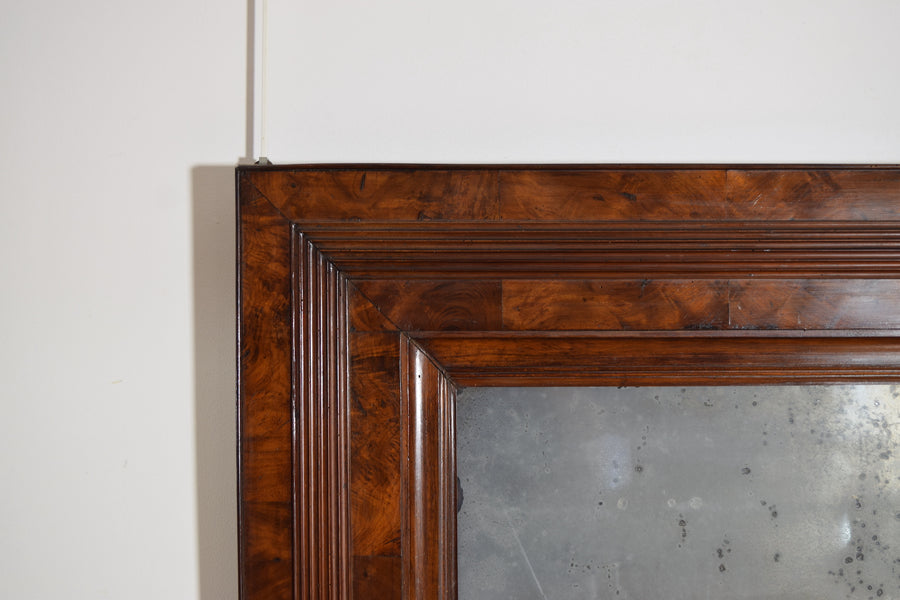 Large Molded Burl Walnut Veneer Mirror