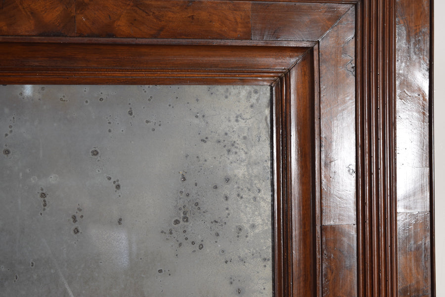 Large Molded Burl Walnut Veneer Mirror
