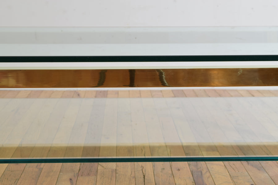 Brass and Chrome 2-Tier Glass Coffee Table