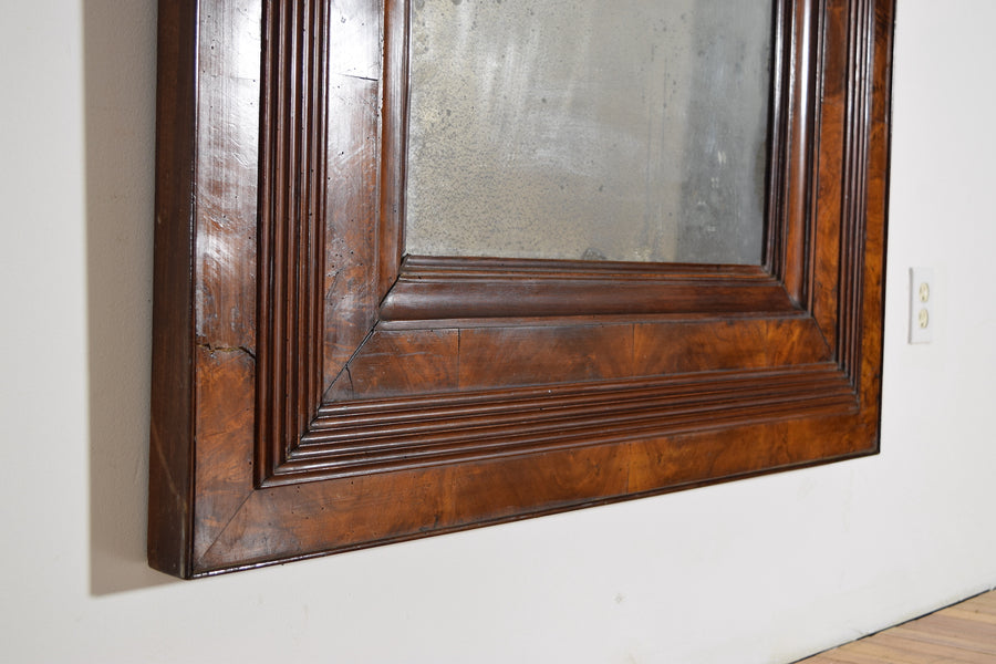 Large Molded Burl Walnut Veneer Mirror