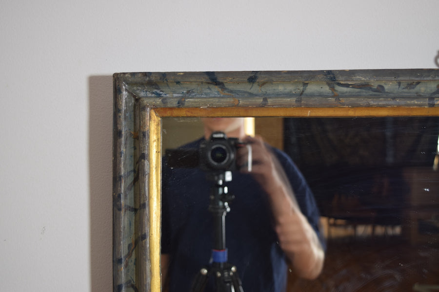 Faux Marble Painted and Giltwood Mirror