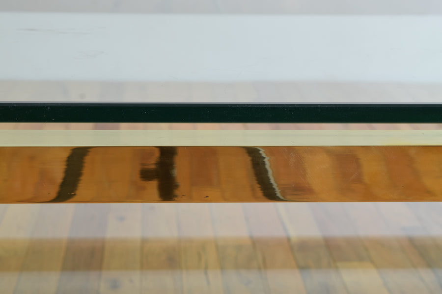 Brass and Chrome 2-Tier Glass Coffee Table