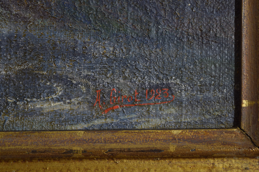 Oil on Canvas, Nocturne with Ship off Coast
