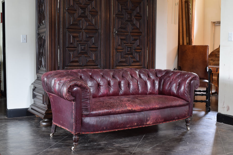 Tufted Leather Upholstered Chesterfield Sofa