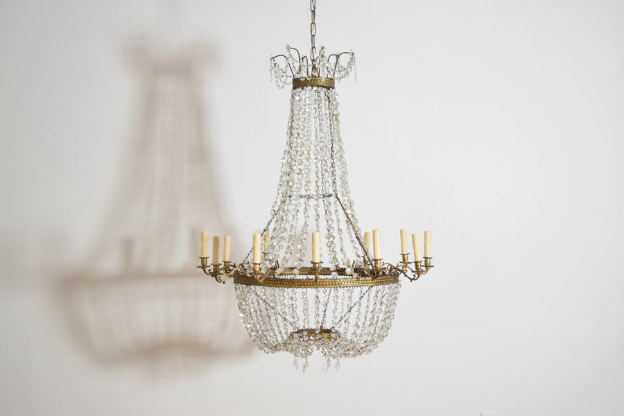 Cast Metal and Glass 12-Light Chandelier