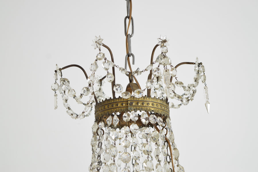 Cast Metal and Glass 12-Light Chandelier