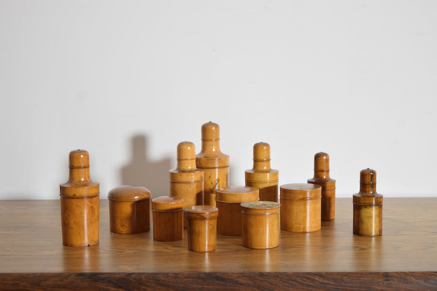 Collection of 12 Camphor Wood Cosmetic Containers