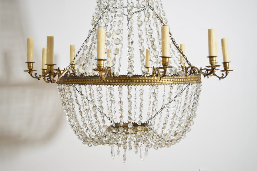 Cast Metal and Glass 12-Light Chandelier