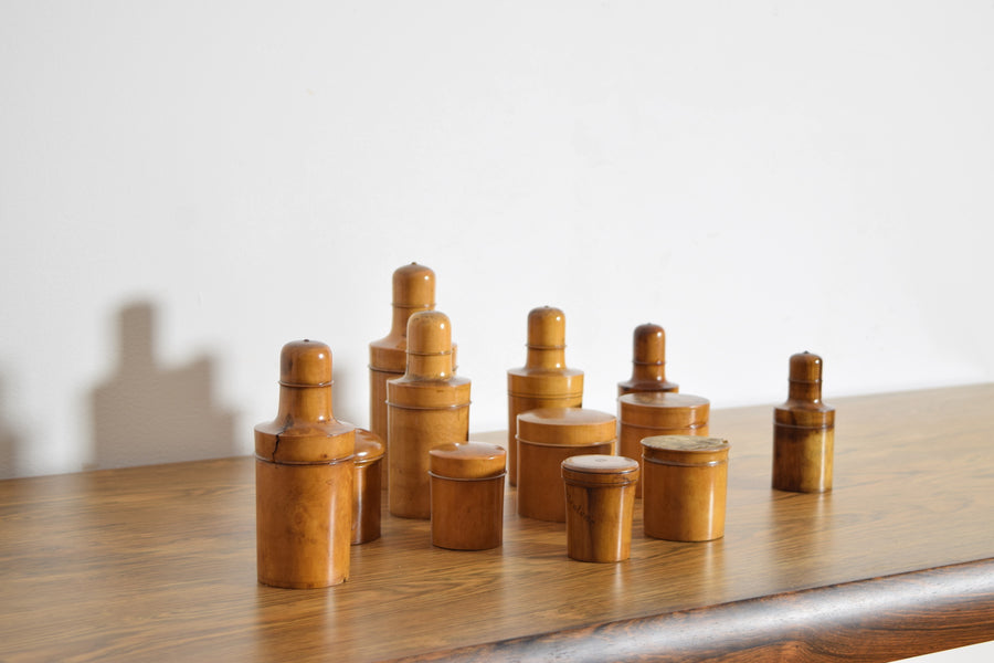 Collection of 12 Camphor Wood Cosmetic Containers
