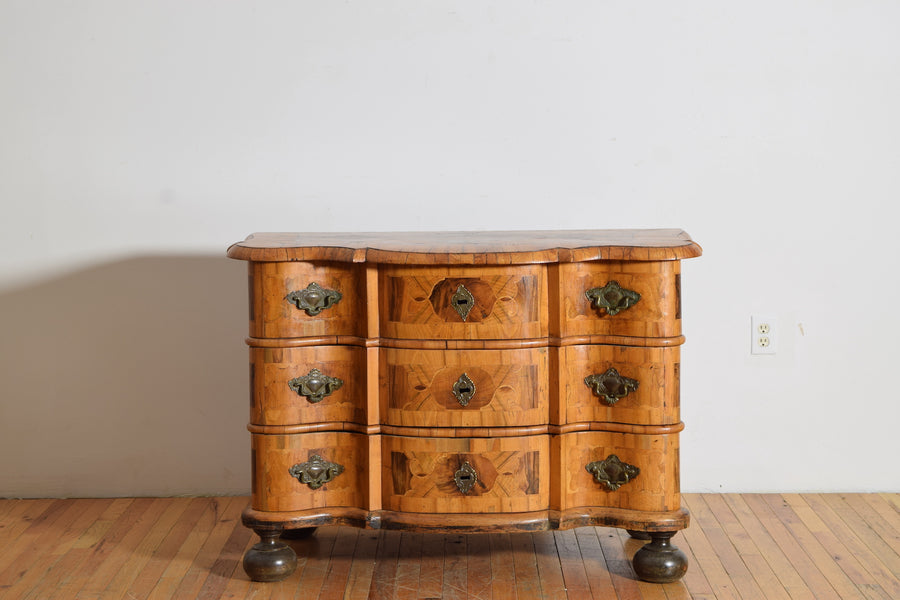 Walnut and Inlaid 3-Drawer Commode