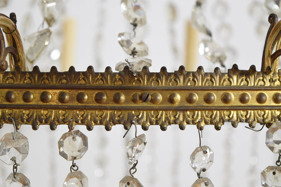 Cast Metal and Glass 12-Light Chandelier