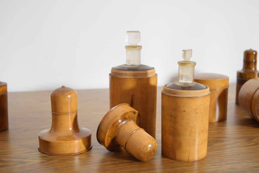 Collection of 12 Camphor Wood Cosmetic Containers